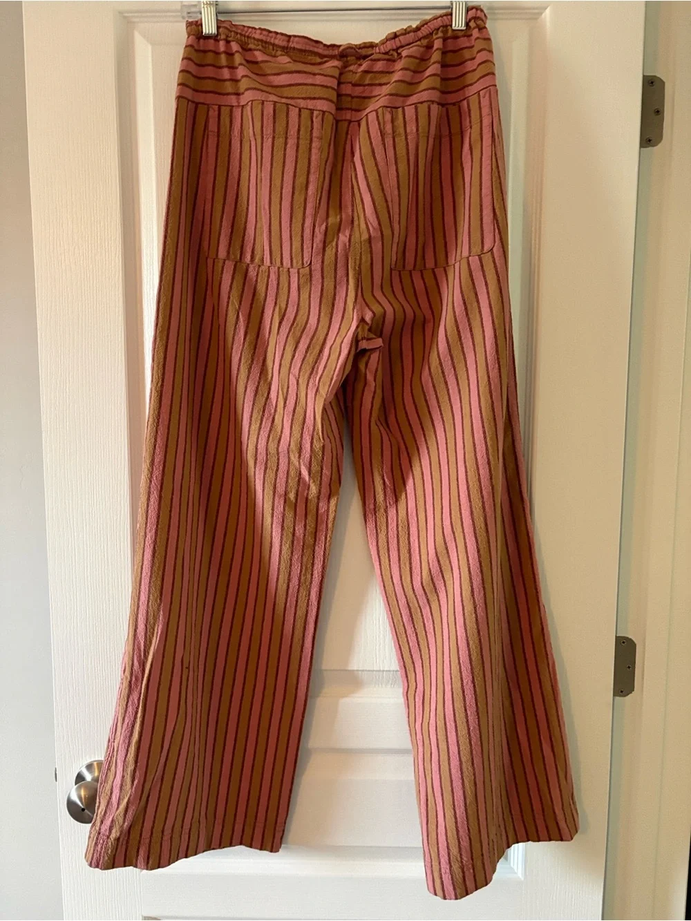 Free People Pink & Tan Striped Drawstring Pants